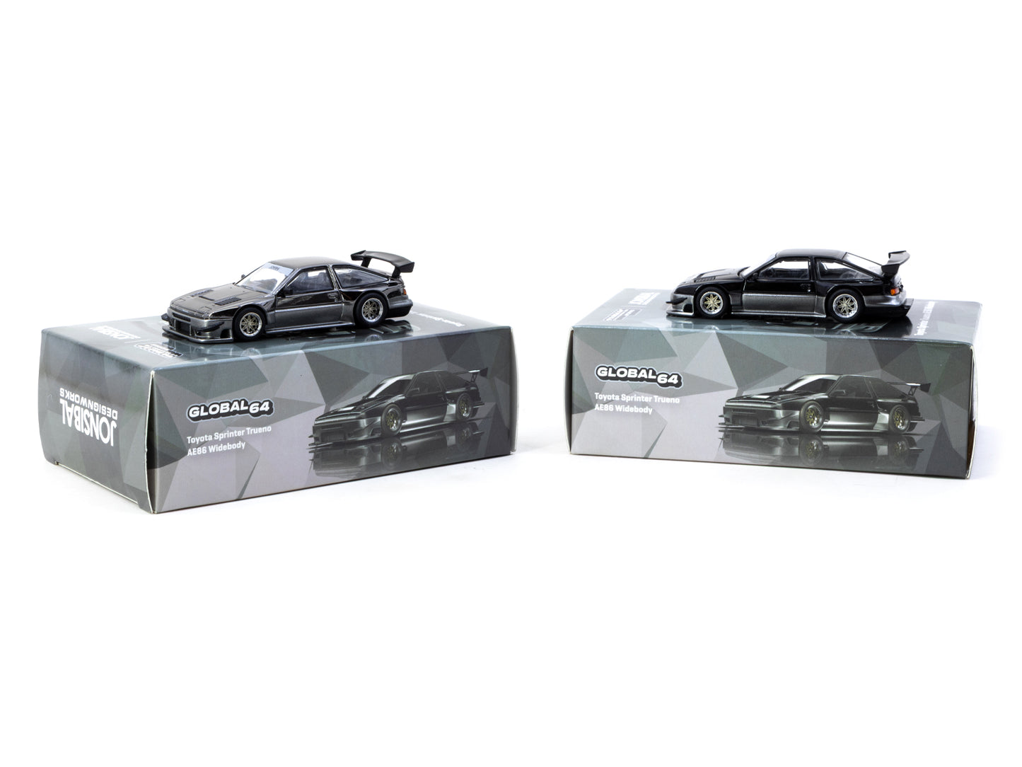 TARMAC WORKS GLOBAL64 1/64 Toyota Sprinter Trueno AE86 Widebody Black/Grey T64G-060-BG