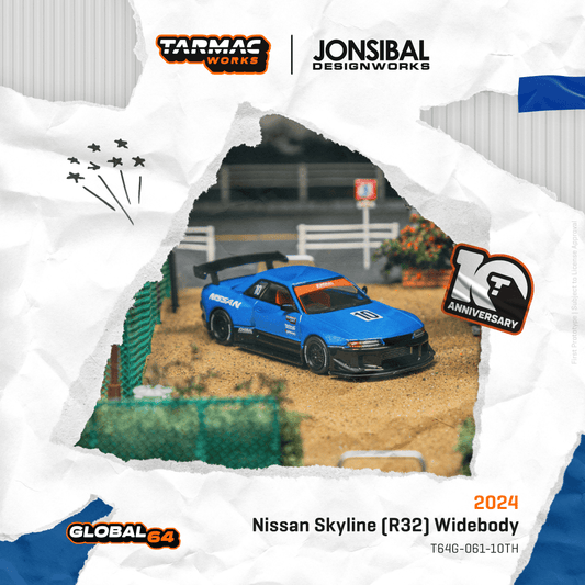 TARMAC WORKS GLOBAL64 1/64 Nissan Skyline (R32) Widebody - Designed by Jon Sibal Tarmac Works 10th Anniversary T64G-061-10TH