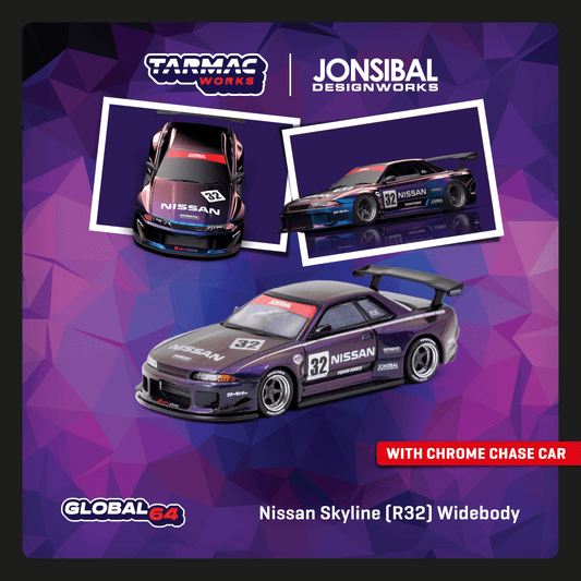 TARMAC WORKS GLOBAL64 1/64 Nissan Skyline (R32) Widebody Midnight Purrple T64G-061-MP