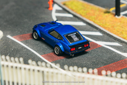 TARMAC WORKS GLOBAL64 1/64 Nissan Fairlady Z S30 Widebody - Designed by Jon Sibal Blue T64G-062-BL