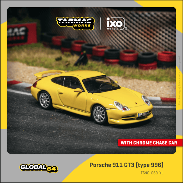 PREORDER TARMAC WORKS GLOBAL64 1/64 Porsche 911 GT3 (type 996) Yellow T64G-069-YL (Approx. Release Date :  FEB 2026 subject to manufacturer's final decision)
