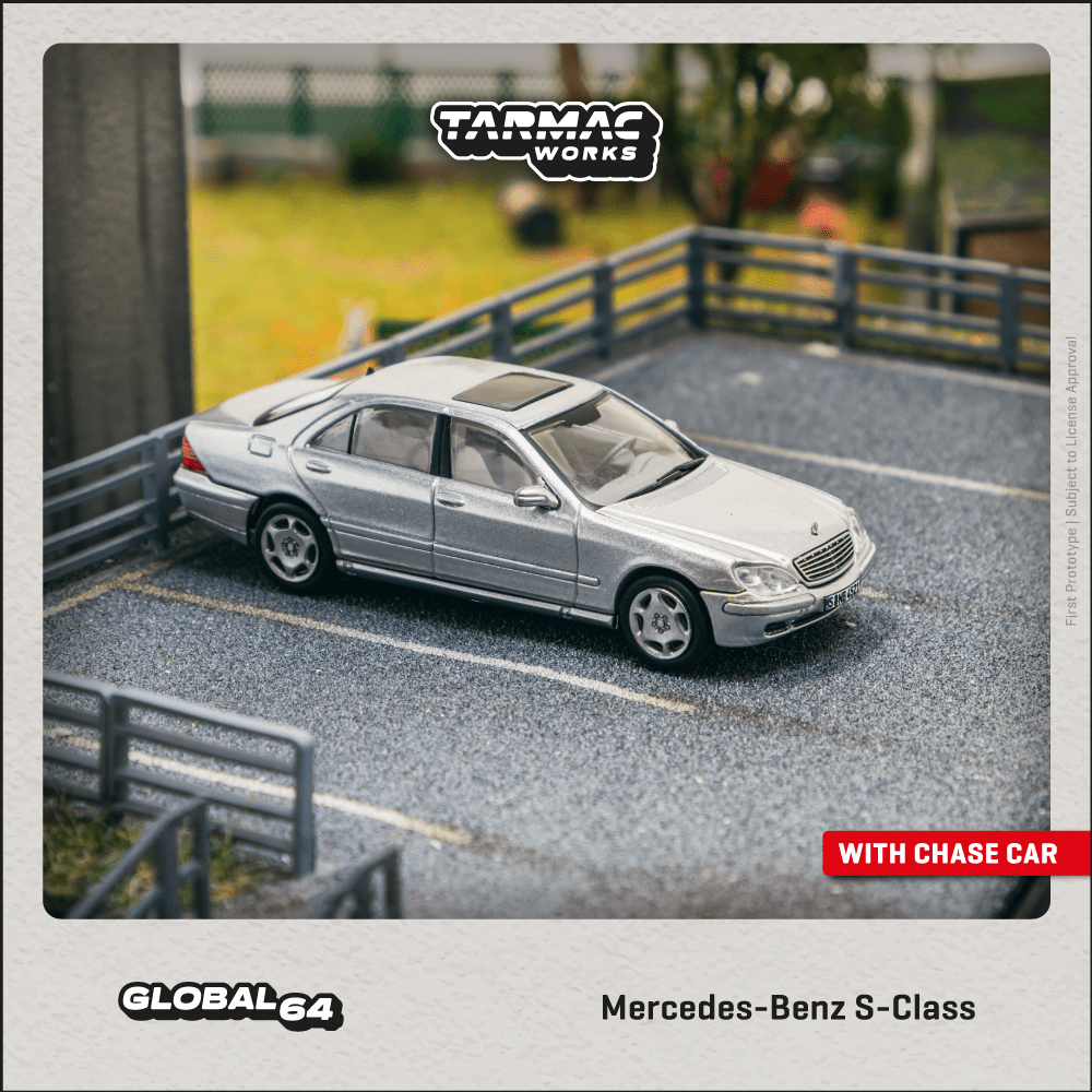 Tarmac Works GLOBAL64 1/64 Mercedes-Benz S-Class Brilliant Silver Metallic T64G-072-SL