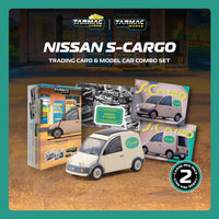 PREORDER TARMAC WORKS GLOBAL64 1/64 Nissan S-Cargo Presentation Model Car + Trading Cards Combo Set T64G-073-PRE (Approx. Release Date :  NOV 2025 subject to manufacturer's final decision)