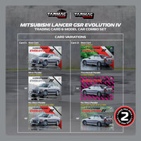 PREORDER TARMAC WORKS GLOBAL64 1/64 Mitsubishi Lancer GSR Evolution IV Silver Model Car + Trading Cards Combo Set T64G-076-SL (Approx. Release Date :  DEC 2025 subject to manufacturer's final decision)