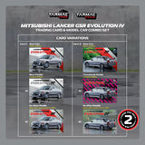 PREORDER TARMAC WORKS GLOBAL64 1/64 Mitsubishi Lancer GSR Evolution IV Silver Model Car + Trading Cards Combo Set T64G-076-SL (Approx. Release Date :  DEC 2025 subject to manufacturer's final decision)