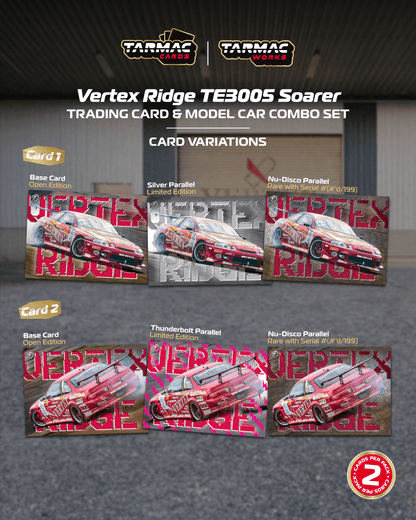 PREORDER TARMAC WORKS GLOBAL64 1/64 Vertex Ridge TE3005 Soarer Model Car + Trading Cards Combo Set T64G-080-TE3005 (Approx. Release Date :  MARCH 2026 subject to manufacturer's final decision)