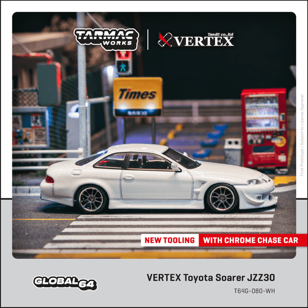 PREORDER TARMAC WORKS GLOBAL64 1/64 VERTEX Toyota Soarer JZZ30 White T64G-080-WH (Approx. Release Date :  FEB 2026 subject to manufacturer's final decision)