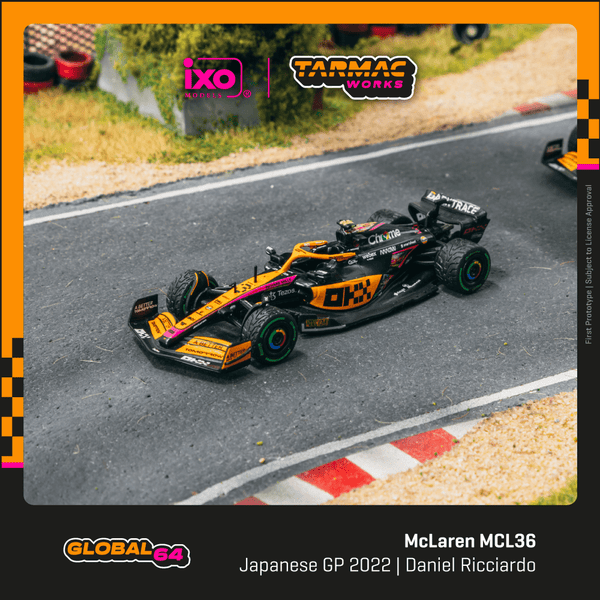 PREORDER Tarmac Works GLOBAL64 1/64 McLaren MCL36 Japanese Grand Prix 2022 Daniel Ricciardo T64G-F041-DR2 (Approx. Release Date : SEPTEMBER 2024 subject to manufacturer's final decision)