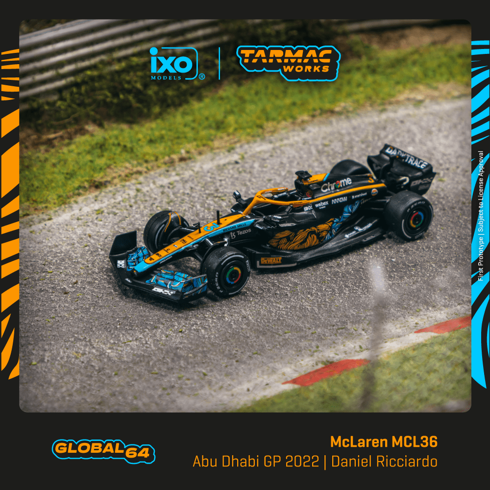 Tarmac Works GLOBAL64 1/64 McLaren MCL36 Abu Dhabi Grand Prix 2022 Daniel Ricciardo T64G-F041-DR3