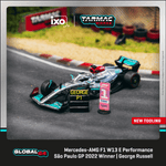 TARMAC WORKS GLOBAL64 1/64 Mercedes-AMG F1 W13 E Performance Sao Paulo Grand Prix 2022 Winner George Russell T64G-F044-GR1