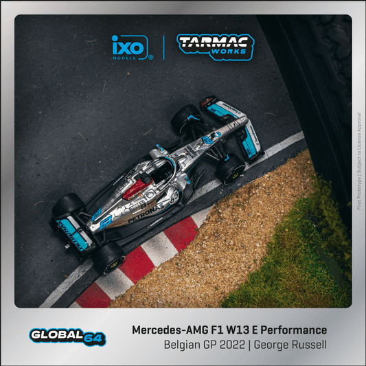 Tarmac Works GLOBAL64 1/64 Mercedes-AMG F1 W13 E Performance Belgian Grand Prix 2022 George Russell T64G-F044-GR3