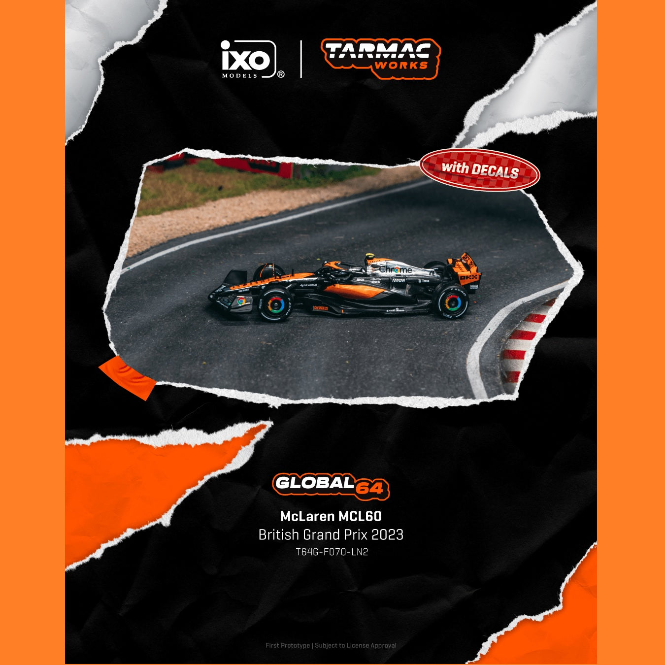 TARMAC WORKS GLOBAL64 1/64 McLaren MCL60 British Grand Prix 2023 Lando Norris T64G-F070-LN2