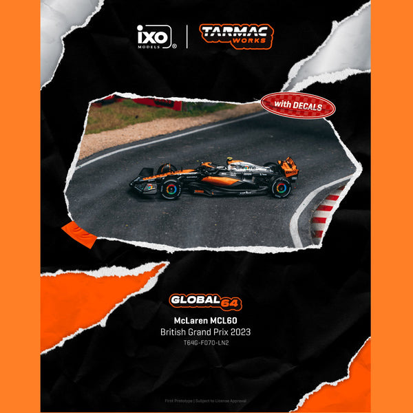 PREORDER TARMAC WORKS GLOBAL64 1/64 McLaren MCL60 British Grand Prix 2023 Lando Norris T64G-F070-LN2 (Approx. Release Date :  MARCH 2026 subject to manufacturer's final decision)