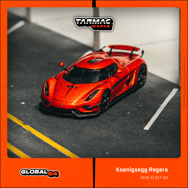 PREORDER TARMAC WORKS GLOBAL64 1/64 Koenigsegg Regera Orange Metallic / Black Stripes T64G-TL017-OR (Approx. Release Date :  Oct 2025 subject to manufacturer's final decision)