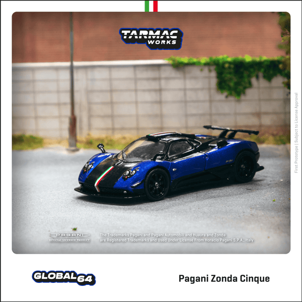 TARMAC WORKS GLOBAL64 1/64 Pagani Zonda Cinque Blu Francia T64G-TL021-BL