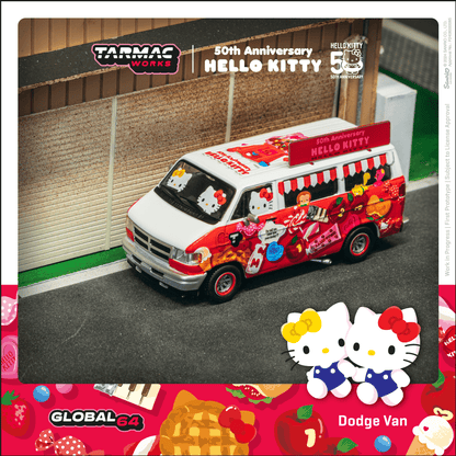TARMAC WORKS GLOBAL64 1/64 Dodge Van Hello Kitty Food Truck T64G-TL032-HK