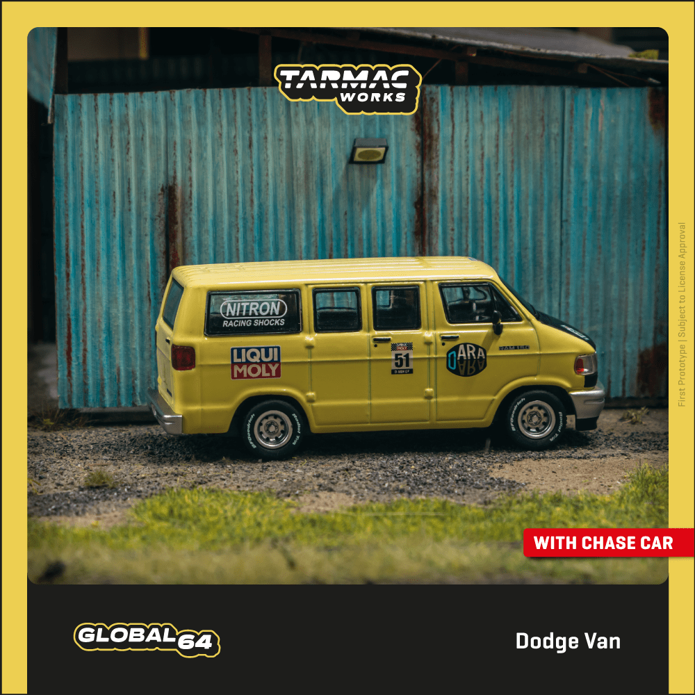 Tarmac Works GLOBAL64 1/64 Dodge Van Yellow T64G-TL032-YL