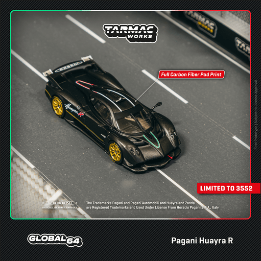 TARMAC WORKS GLOBAL64 1/64 Pagani Huayra R Matt Black Carbon Fiber T64G-TL035-MBCF
