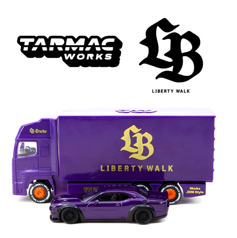Tarmac Works GLBAL64 1/64 LB-WORKS Dodge Challenger SRT Hellcat Purple with Truck T64G-TL039-PU