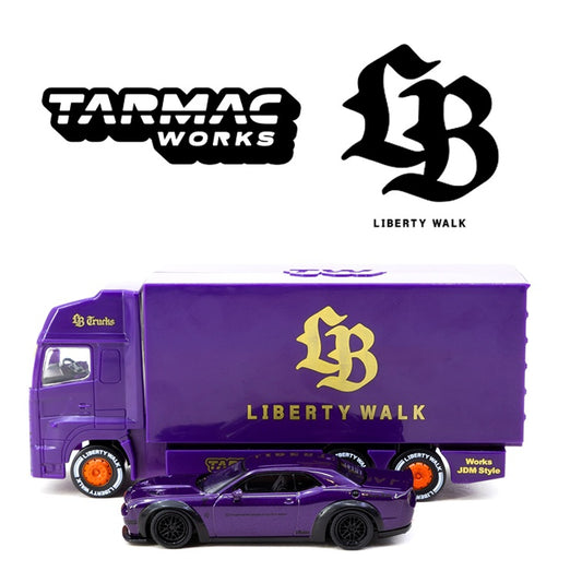 Tarmac Works GLBAL64 1/64 LB-WORKS Dodge Challenger SRT Hellcat Purple with Truck T64G-TL039-PU