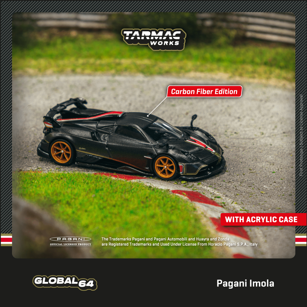 Tarmac Works GLOBAL64 1/64 Pagani Imola Matt Black Carbon Fiber T64G-TL046-BCF