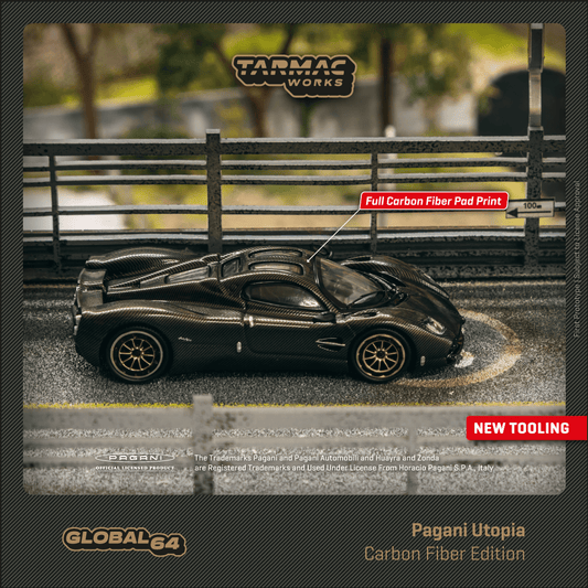 Tarmac Works GLOBAL64 1/64 Pagani Utopia - CARBON FIBER EDITION Black Carbon Fiber T64G-TL055-BCF