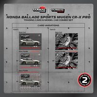 PREORDER TARMAC WORKS GLOBAL64 1/64 HONDA Ballade Sports MUGEN CR-X PRO Silver Model Car + Trading Cards Combo Set T64G-TL058-SL (Approx. Release Date :  JULY 2025 subject to manufacturer's final decision)