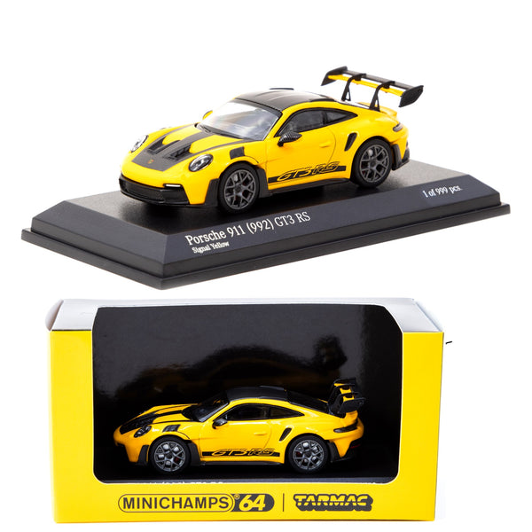 MINICHAMPS x Tarmac Works 1/64 Porsche 911 (992) GT3 RS Signal Yellow 643062105 (T64MC-005-YL)