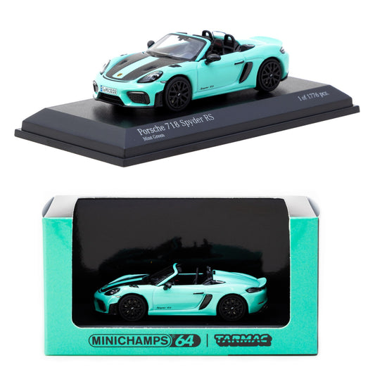TARMAC WORKS COLLAB64 1/64 MINICHAMPS x Tarmac Works Porsche 718 Spyder RS Mint Green T64MC-008-MG (643064005)
