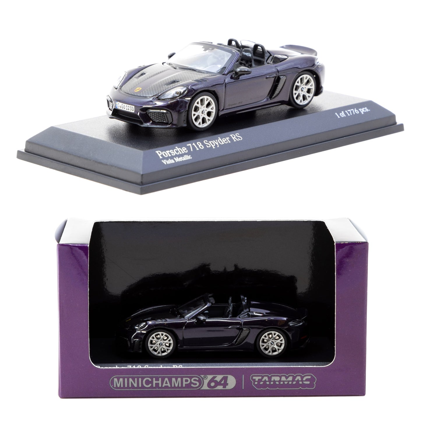 TARMAC WORKS COLLAB64 1/64 MINICHAMPS x Tarmac Works Porsche 718 Spyder RS Viola Metallic T64MC-008-VM