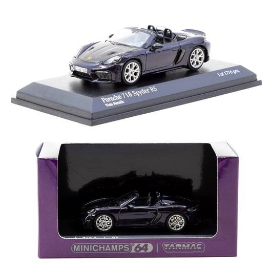 TARMAC WORKS COLLAB64 1/64 MINICHAMPS x Tarmac Works Porsche 718 Spyder RS Viola Metallic T64MC-008-VM