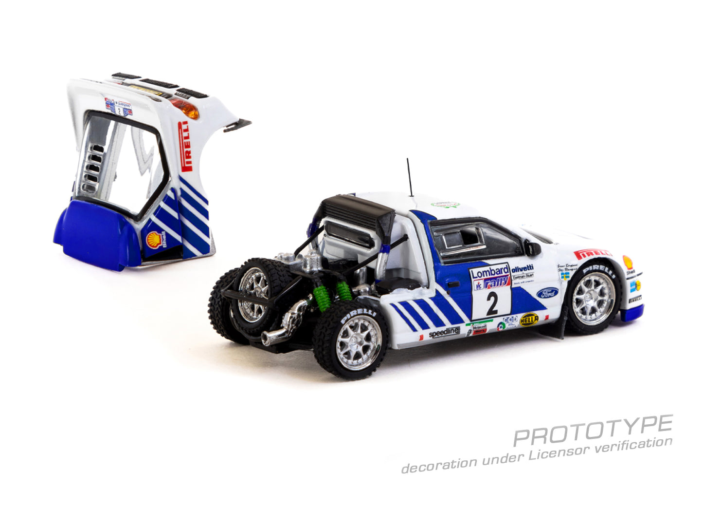 TARMAC WORKS HOBBY64+ 1/64 Ford RS200 Lombard RAC Rally 1986 Stig Blomqvist / Bruno Berglund T64P-001-86RAC02