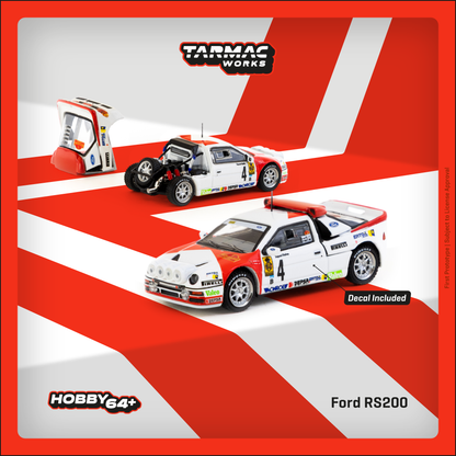 TARMAC WORKS HOBBY64+ 1/64 Ford RS200 Rallye Catalunya 1986 Antonio Zanini / Josep Autet T64P-001-86RC04