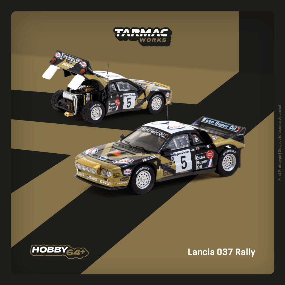 TARMAC WORKS HOBBY64+ 1/64 Lancia 037 Rally Rally Catalunya 1985 F. Tabaton / L. Tedeschini T64P-TL002-85CAT05