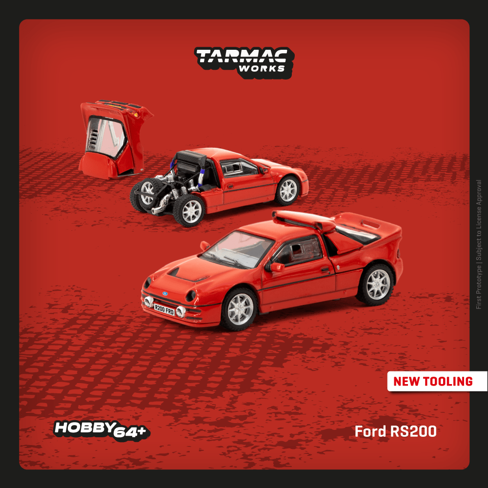 Tarmac Works HOBBY64+ 1/64 Ford RS200 Red T64PR-001-RE