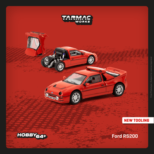 Tarmac Works HOBBY64+ 1/64 Ford RS200 Red T64PR-001-RE