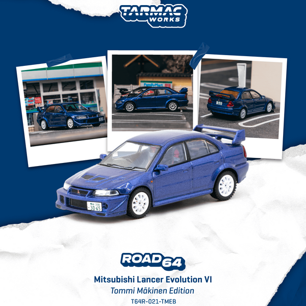 PREORDER TARMAC WORKS ROAD64 1/64 Mitsubishi Lancer Evolution VI Tommi Mäkinen Edition Blue T64R-021-TMEB (Approx. Release Date :  MAR 2026 subject to manufacturer's final decision)