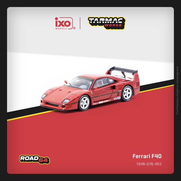 PREORDER TARMAC WORKS ROAD64 1/64 Ferrari F40 Red T64R-076-RE2 (Approx. Release Date :  JAN 2026 subject to manufacturer's final decision)