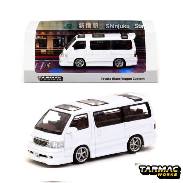 TARMAC WORKS ROAD64 1/64 Toyota Hiace Wagon Custom White HK Toycar Salon 2023 T64R-078-WH