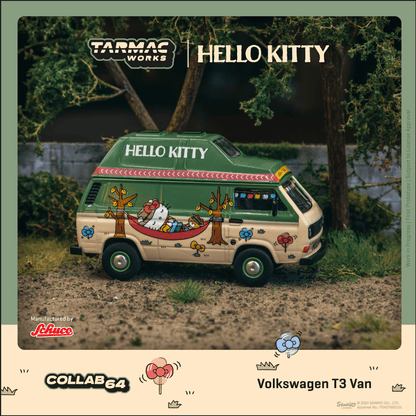 TARMAC WORKS COLLAB64 1/64 Volkswagen T3 Van Hello Kitty Camping T64S-001-HK