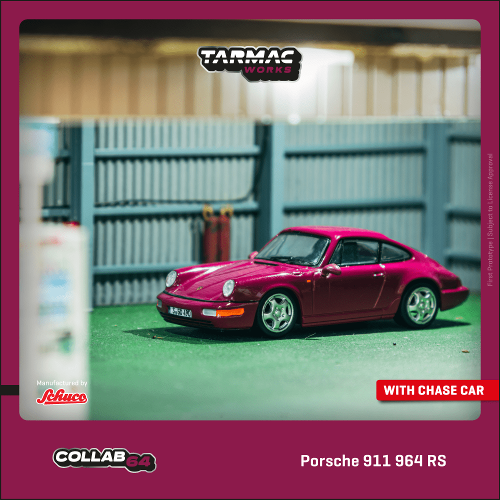 PREORDER TARMAC WORKS COLLAB64 1/64 Porsche 911 964 RS Ruby Star T64S-017-RS (Approx. Release Date :  AUGUST 2025 subject to manufacturer's final decision)