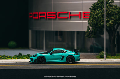 PREORDER TARMAC WORKS COLLAB64 1/64 Porsche Cayman GT4RS Mint Green T64S-022-MG (Approx. Release Date :  SEP 2025 subject to manufacturer's final decision)