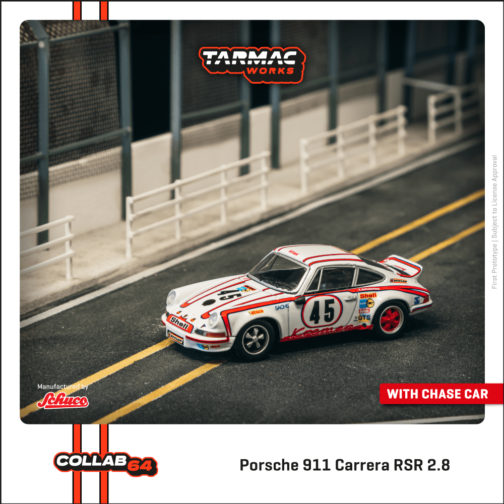TARMAC WORKS COLLAB64 1/64 Porsche 911 Carrera RSR 2.8 24h Le Mans 1973 #45 Winner T64S-023-73LM45