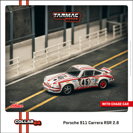 TARMAC WORKS COLLAB64 1/64 Porsche 911 Carrera RSR 2.8 24h Le Mans 1973 #45 Winner T64S-023-73LM45