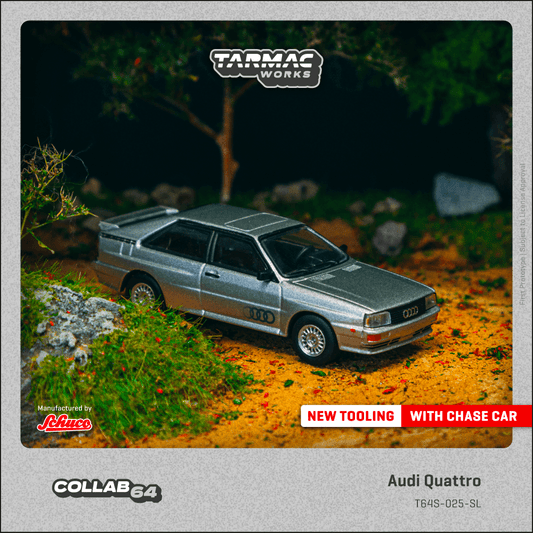 TARMAC WORKS COLLAB64 1/64 Audi Quattro Silver T64S-025-SL