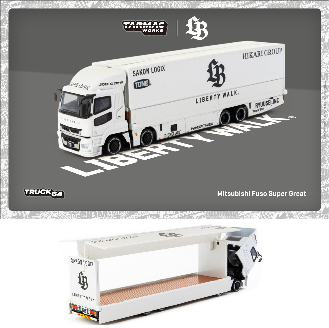 PREORDER TARMAC WORKS TRUCK64 1/64 Mitsubishi Fuso Super Great LB-TRUCKS T64T-TL001-LBW (Approx. Release Date :  AUGUST 2025 subject to manufacturer's final decision)