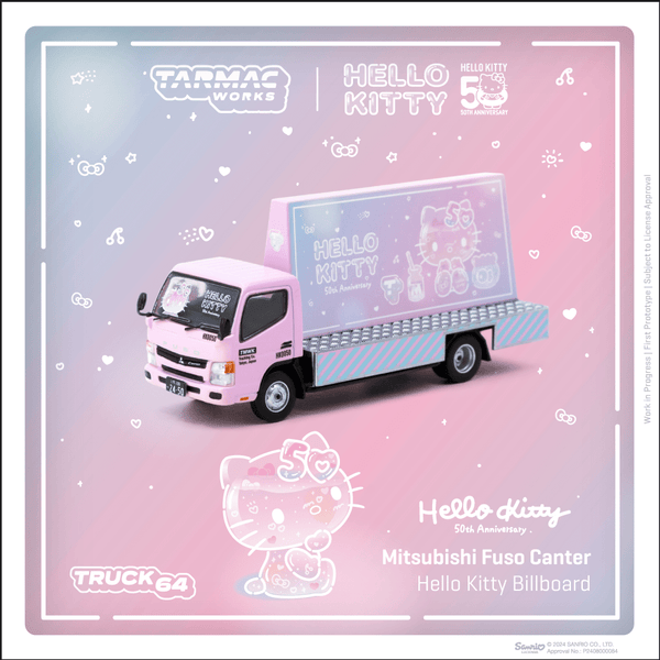 PREORDER TARMAC WORKS TRUCK64 1/64 Mitsubishi Fuso Canter Hello Kitty Billboard  T64T-TL002-HK (Approx. Release Date : DECEMBER 2024 subject to manufacturer's final decision)