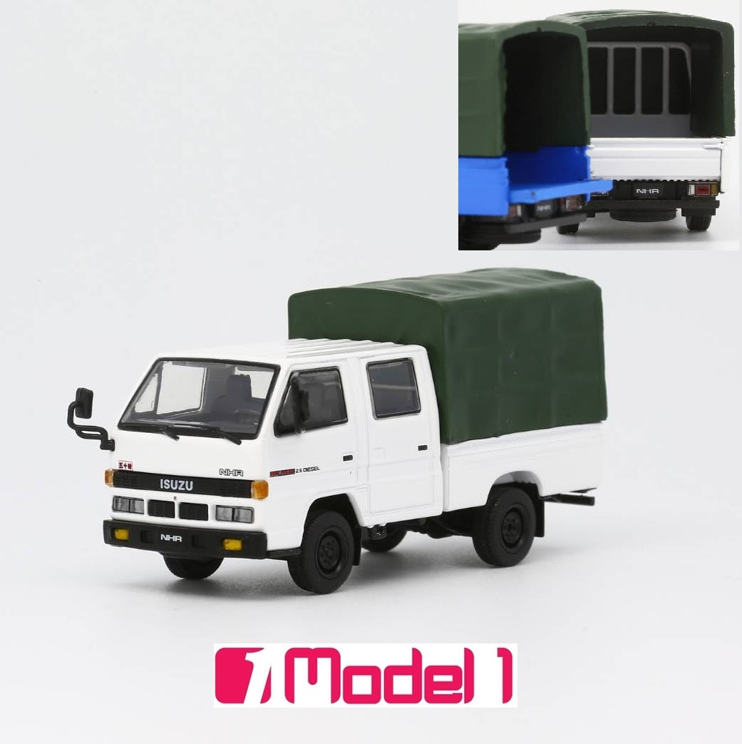 Model 1 1/64 Isuzu NHR 1987 White LHD with Canvas T66643