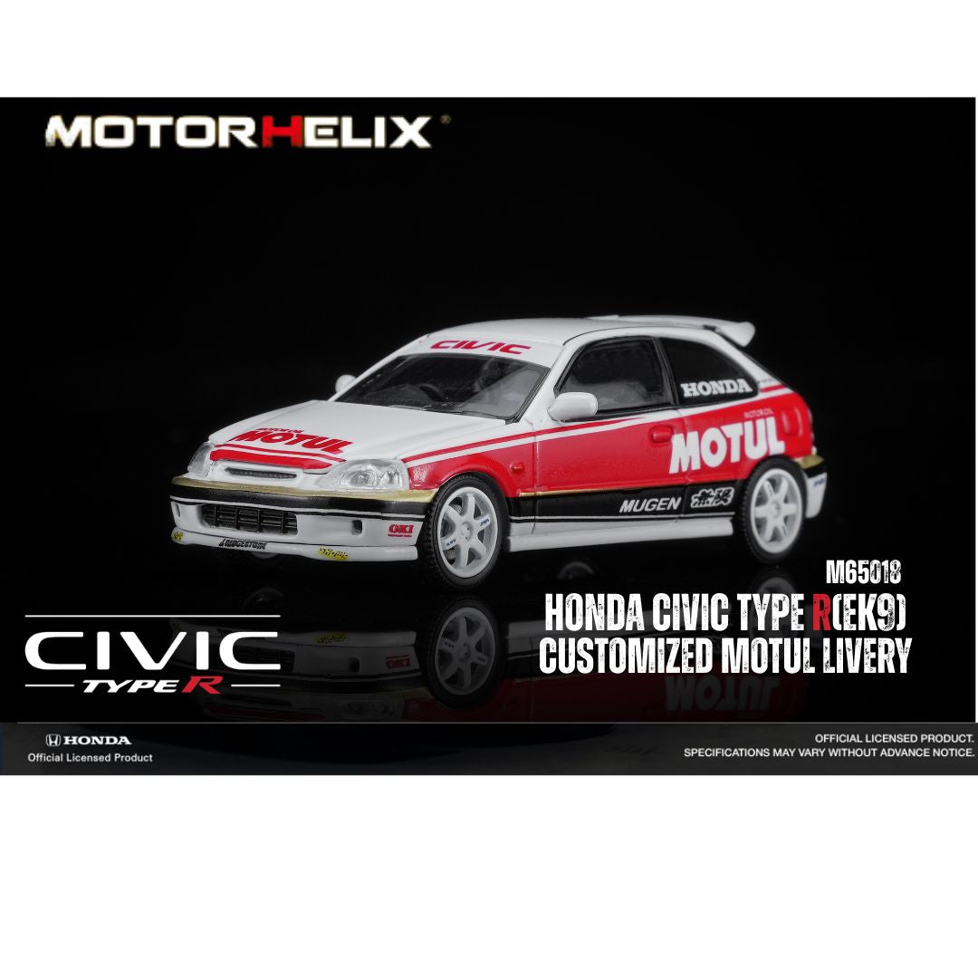 PREORDER MOTORHELIX 1/64 Honda Civic TYPE R (EK9) Customized Motul Livery M65018 (Approx. Release Date: Q4 2026 and subject to the manufacturer's final decision)