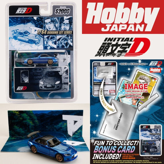 PREORDER HOBBY JAPAN JDM64 1/64 Honda S2000 Initial D Toshiya Joshima VS Takumi Fujiwara (Includes 2 random cards) HJDMD012(Approx. Release Date : Q3 2026 subjects to the manufacturer's final decision)